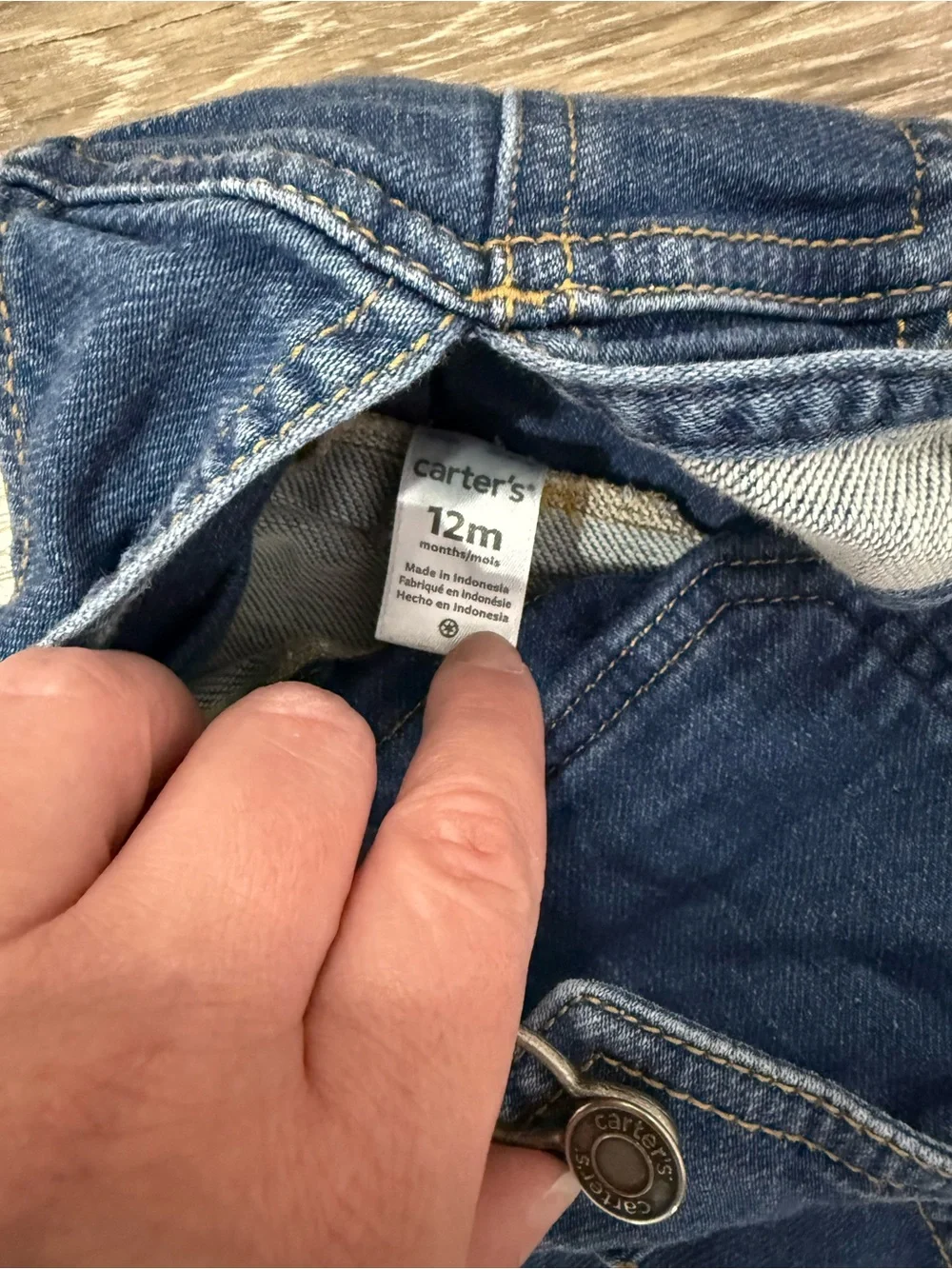 Carter's Dark Blue Denim Overalls with Orange Embroidered Animal Face